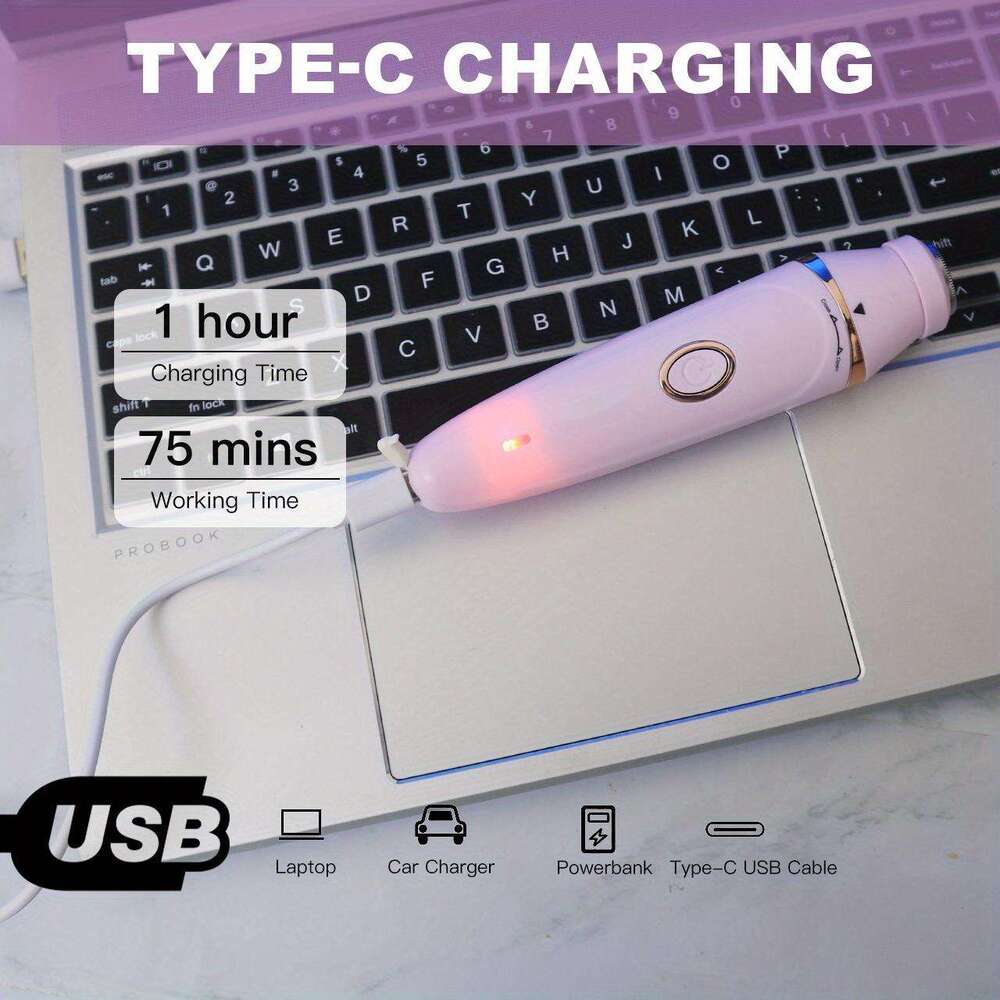Women's 7-in-1 electric device, rechargeable removal set, including facial eyebrow nose hair trimming, exfoliating head, precision trimmer - USB 