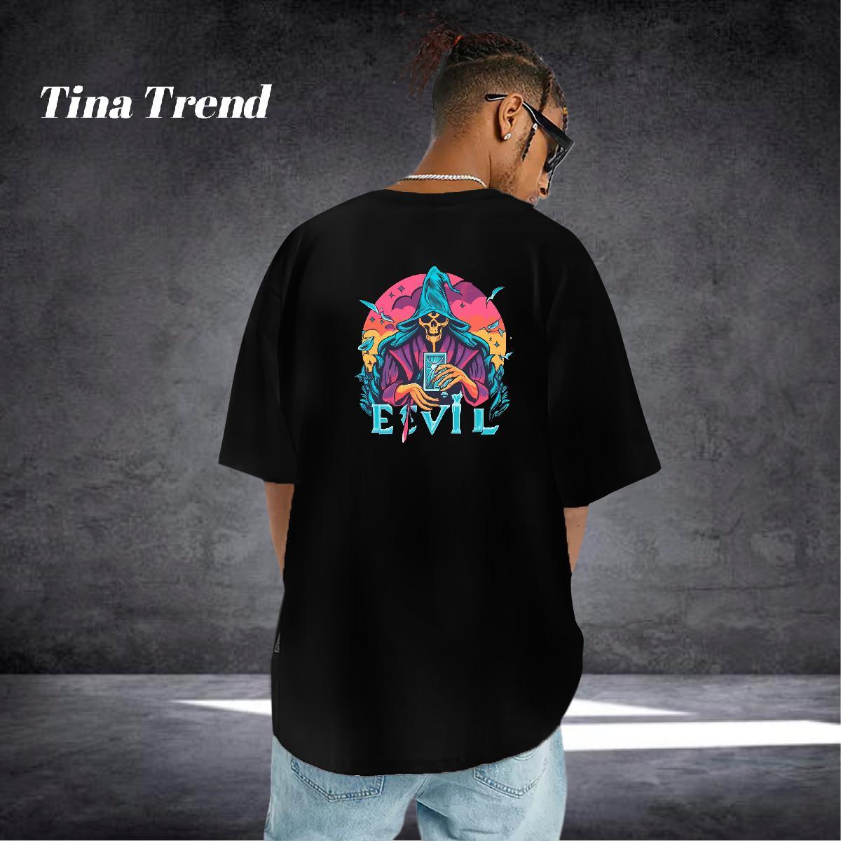2024 Summer Man T Shirts skull Clothes 230g 100% Cotton Summer Casual Loose Fit Anime Print Breathable Crew Neck Men Tees