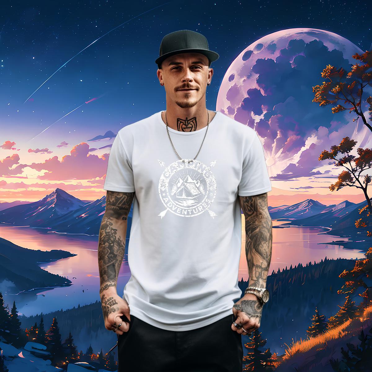 Fashion T-Shirts for Men mountains Tops Tees 100% Cotton 230g Casual Beach TOP Quality Asian Size Breathable Men Tops Tees