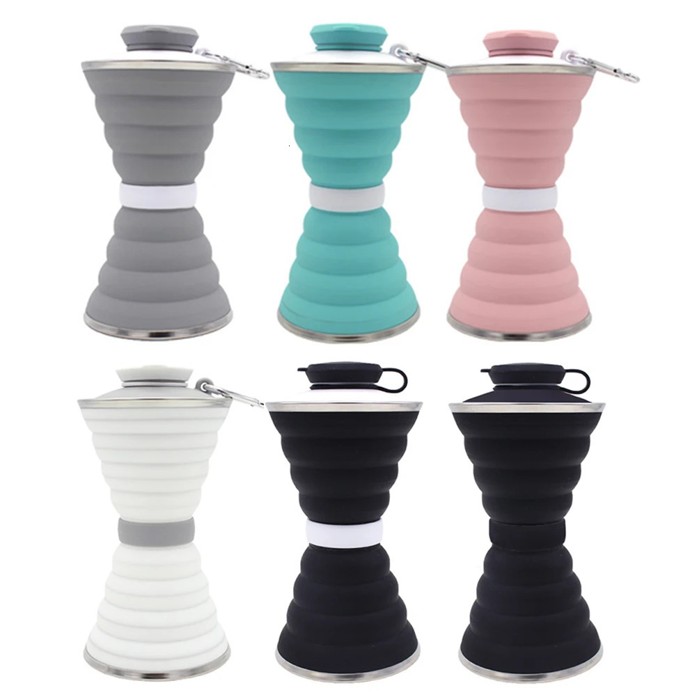 500ml Foldable Non Bisphenol A Portable Reusable Leak proof Food Grade Silicone Sports Travel Water Bottle Cup Z260202