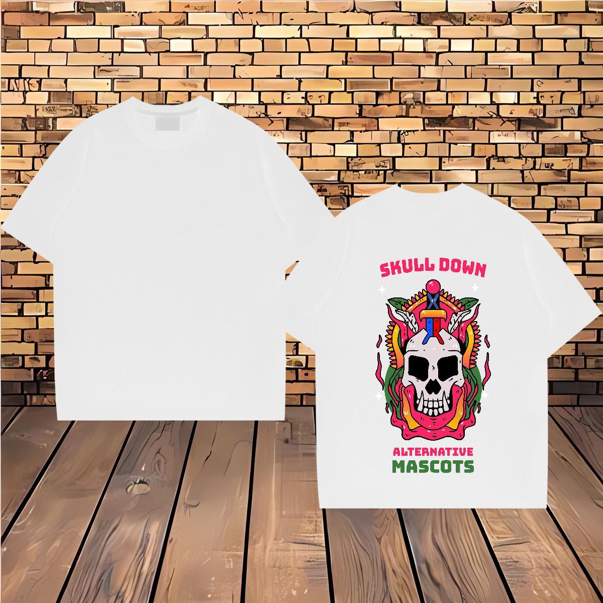 Brand Mens T Shirts skull Tops 230g 100% Cotton Beach Cool Customized O-Neck Short Sleeve Men Tops Tees