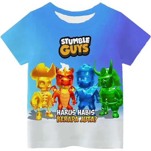 Stumble Guys game 3D printing childrens T-shirt childrens clothing Harajuku cartoon T-shirt casual and fun top girls and boys T-shirt setW240718