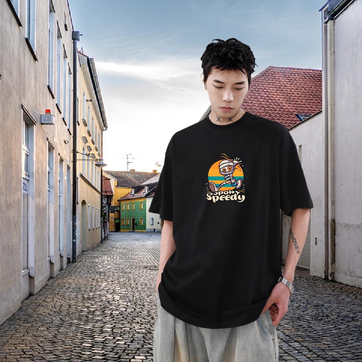 2024 New T Shirts Men skull Tops Tees 230g 100% Cotton Outdoor Unisex Custom Big Size Breathable Soft Tshirt for Man Woman