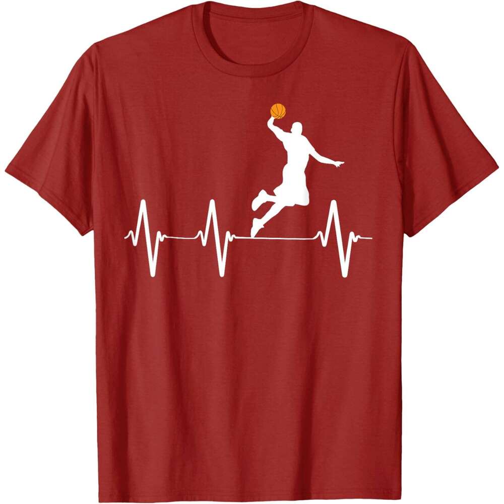 T shirt for Mens Basketball Heartbeat Shirts for Men and Boys T-Shirt shirts tshirt graphic tee Casual tops summer clothes Short sleeve Free shipping