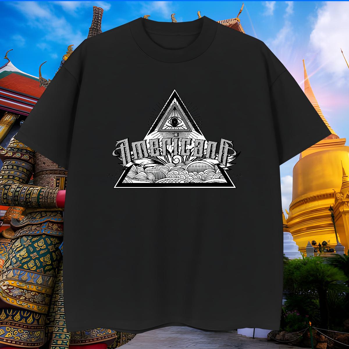 Fashion New Men T Shirts eye of the devil Tees Shirts 100% Cotton 230g Casual Loose Fit DIY Breathable Short Sleeve Mens Tshirts