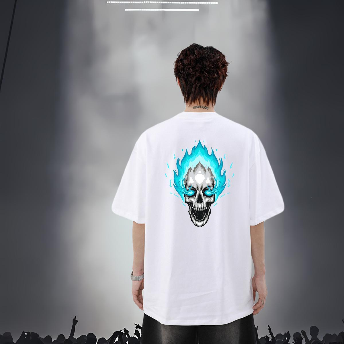 Fashion Casual Men T Shirts skull Tops Tees 100% Cotton 230g Sports Casual Cool Oversized Breathable Crew Neck Tshirt for Man Woman