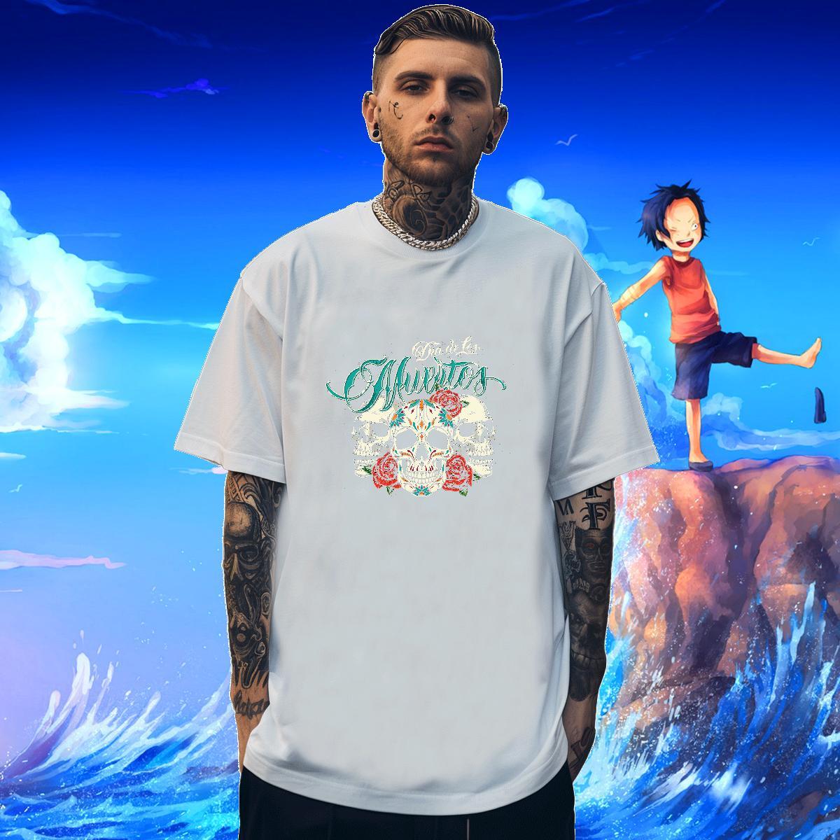 Brand T-Shirts for Men skull Tshirts 230g 100% Cotton Street Wear High Quality Skull Crew Neck Breathable Men Tops Tees