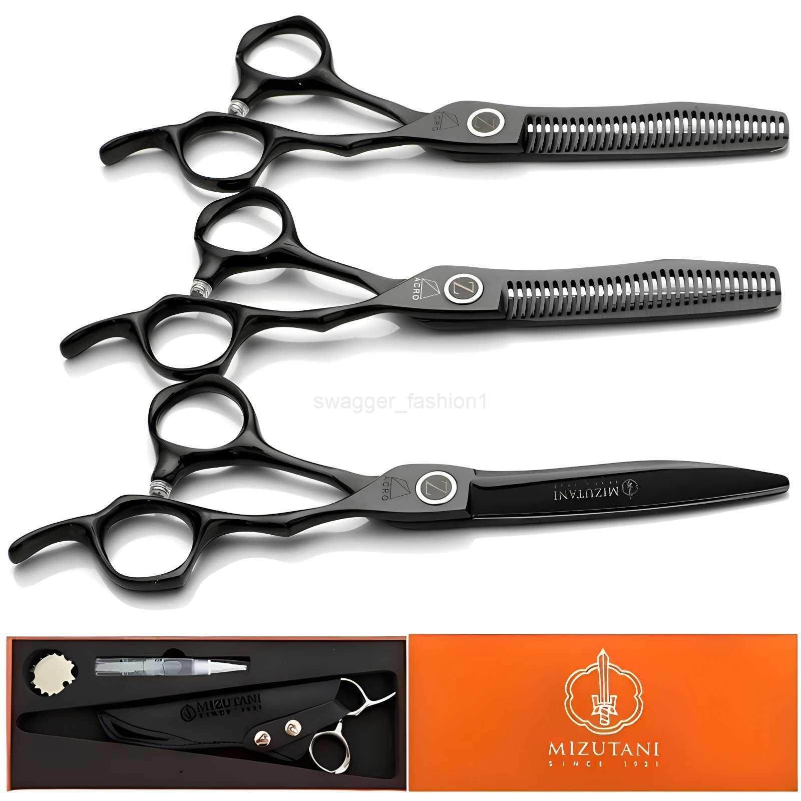 MIZUTANl scissors 6.0 inch Black hairdressing scissors 440C Material scissors thinning scissors Barber shop professional scissorXJ240807