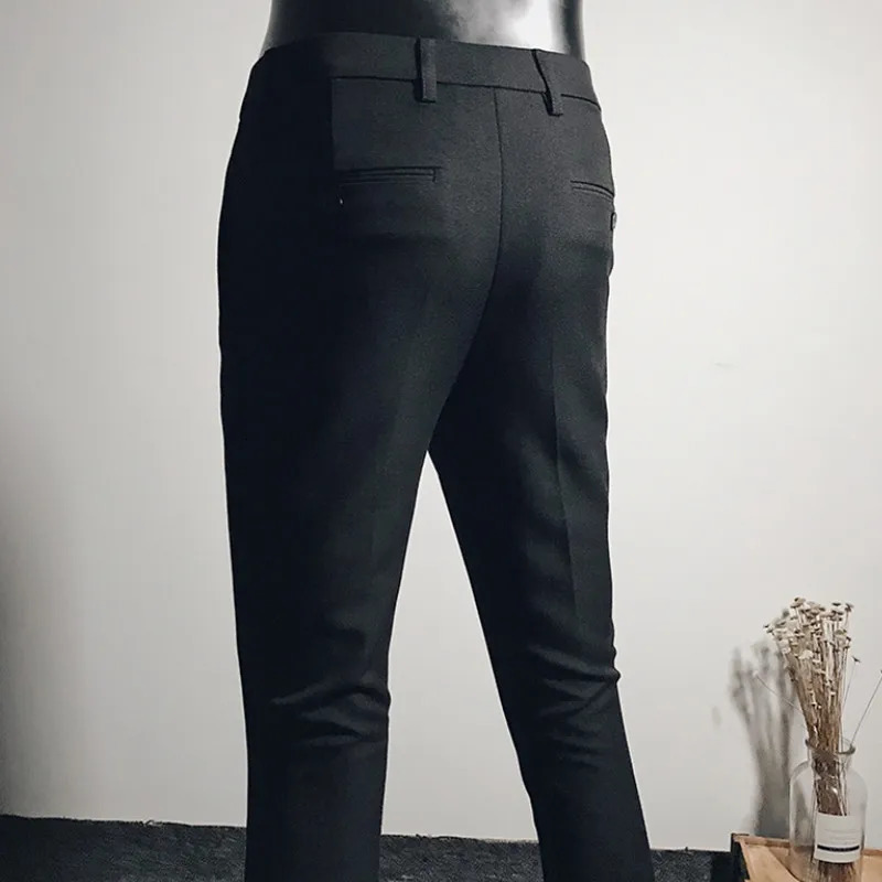 Slim Mens Pants Stretch Trousers Men Sunmmer High Quality Classic Solid Color Business Casual Wear Formal Suit 240806