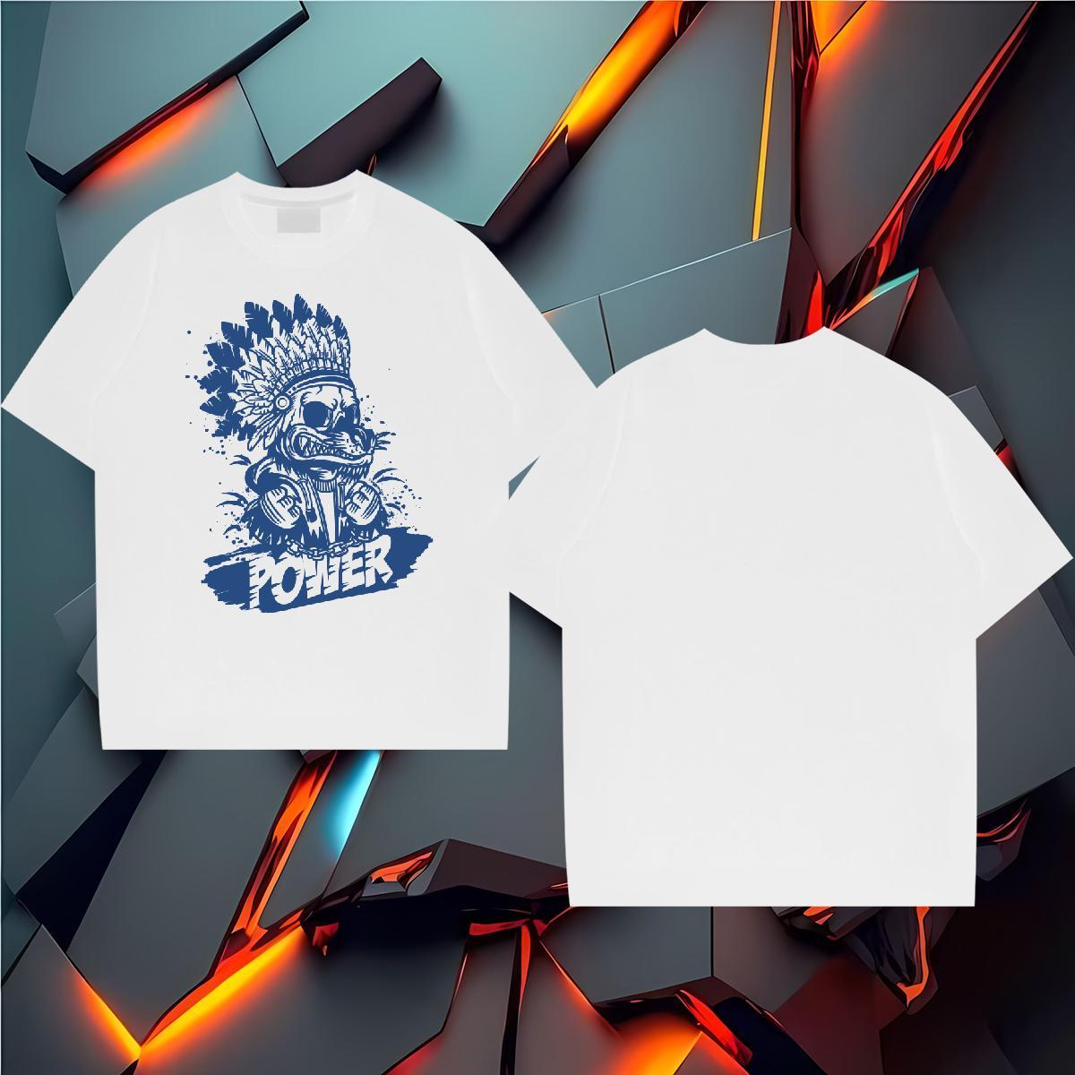 Designer T-Shirts for Men skull Top Tees 230g Pure Cotton Daily Outfit Comfortable Plus Size Cartoon Breathable Crew Neck Men Clothes T-Shirt