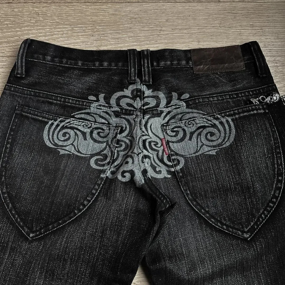Harajuku Old Slim Black Jeans Summer Street Hip Hop Punk Mens and Womens Casual Y2K Micro Flash Tear 240816