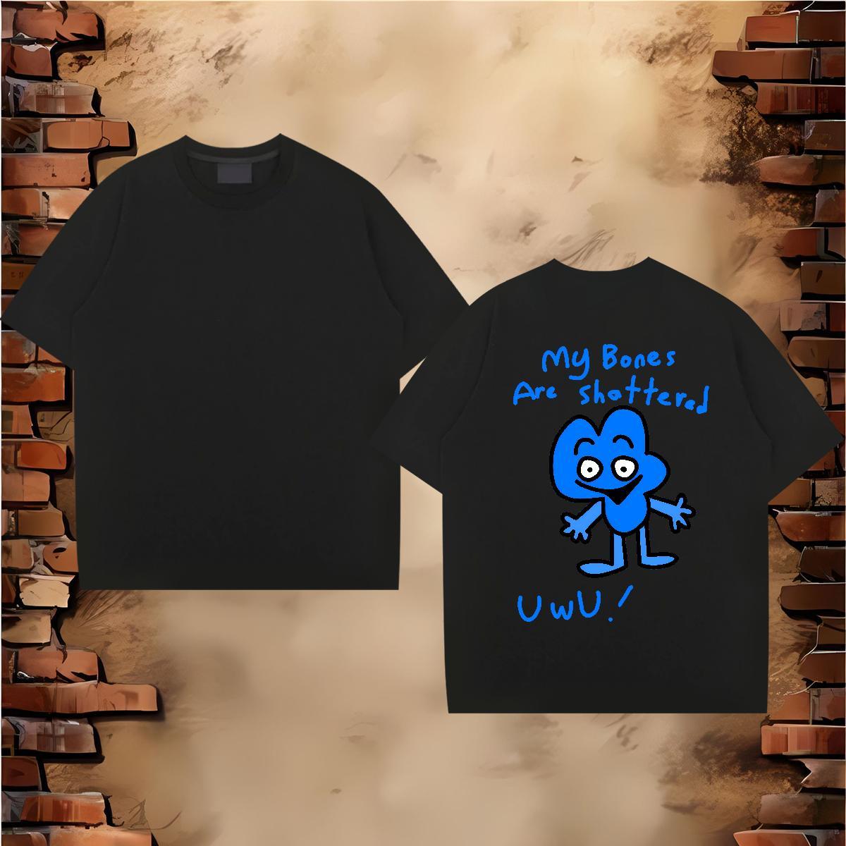 Fashion Men T Shirts blue Clothes 230g Pure Cotton Daily Outfit Designer DIY Printed O-Neck Short Sleeve Men Tees