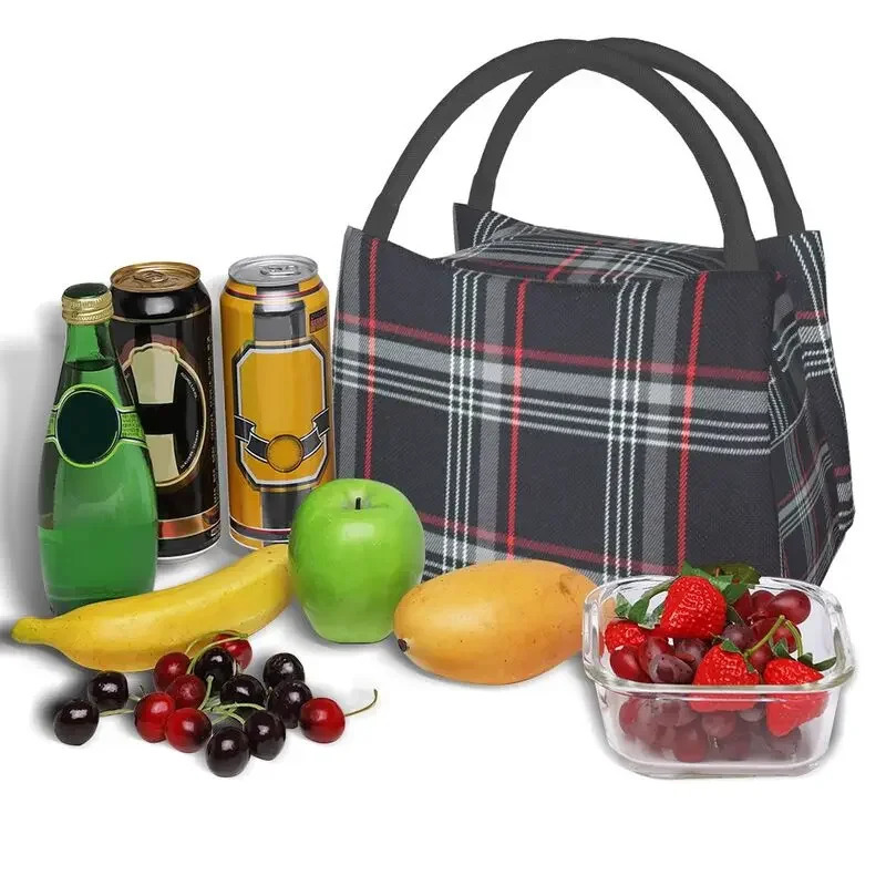 GTI Tartan Plaid Pattern Insulated Lunch Bags Women Leakproof Geometric Textured Thermal Cooler Bento Box Office Picnic Travel 240805
