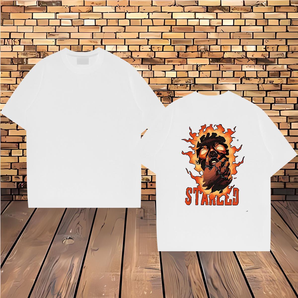 New Arrival T-Shirts for Men skull Top Tees 230g Cotton Casual Soft DIY Breathable Crew Neck Tshirt for Man Woman