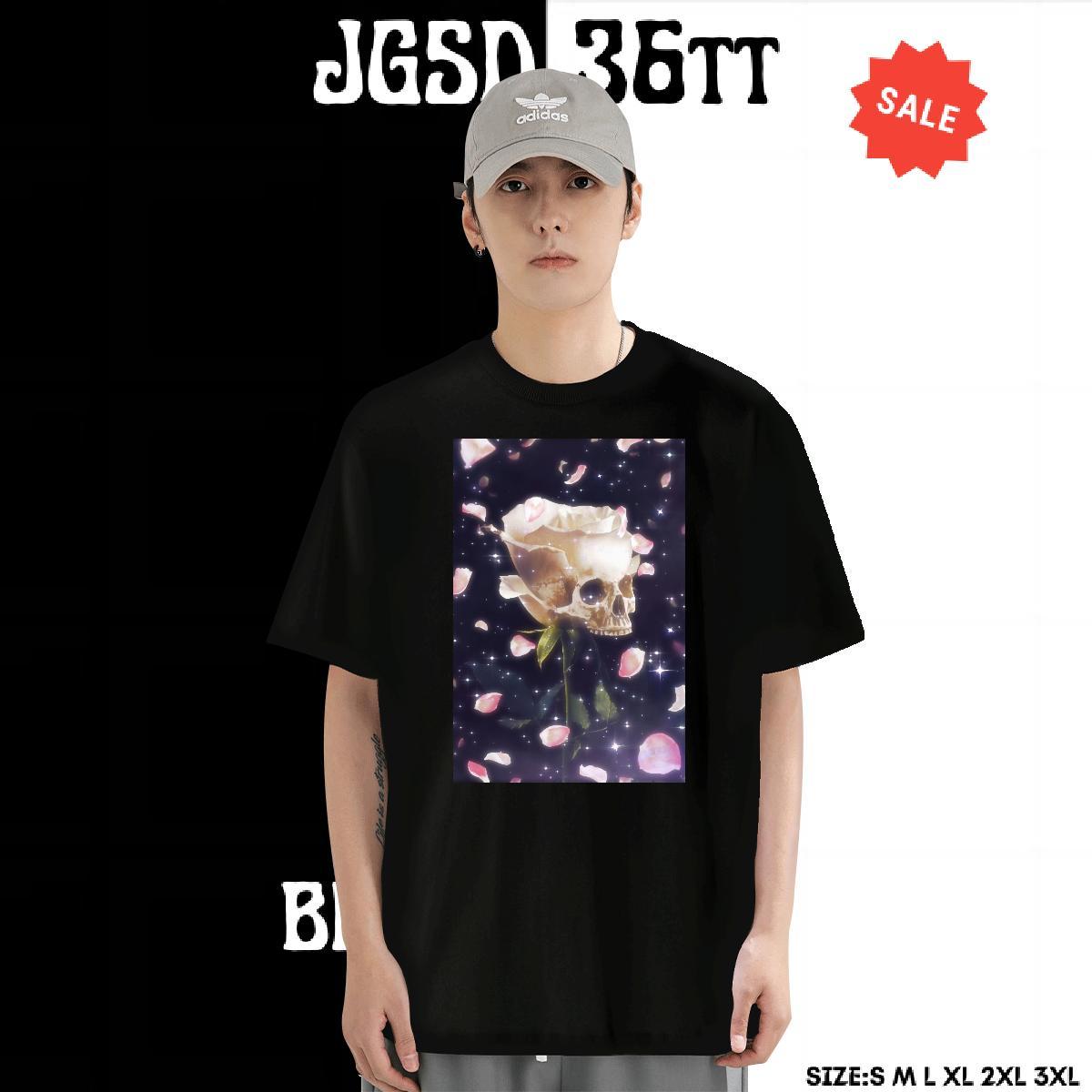 DIY Customized Mens T Shirts skull Top Tees 230g Pure Cotton Casual Daily Wear Comfortable Anime Short Sleeve Soft Men Clothes T-Shirt
