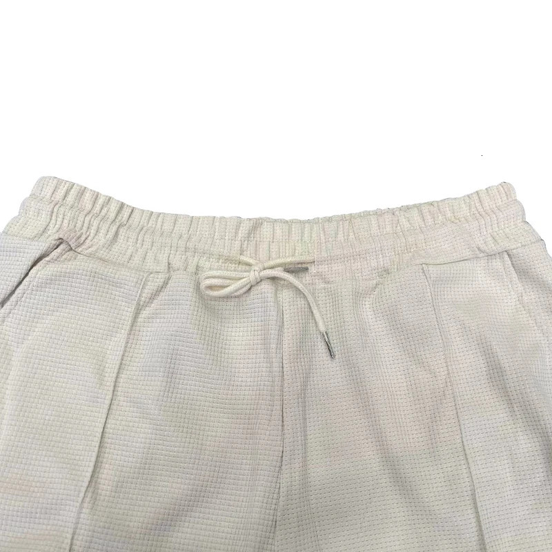 2024 Summer Waffle V-neck Short sleeved Shorts Two piece Set with Polo Set for Men 240813