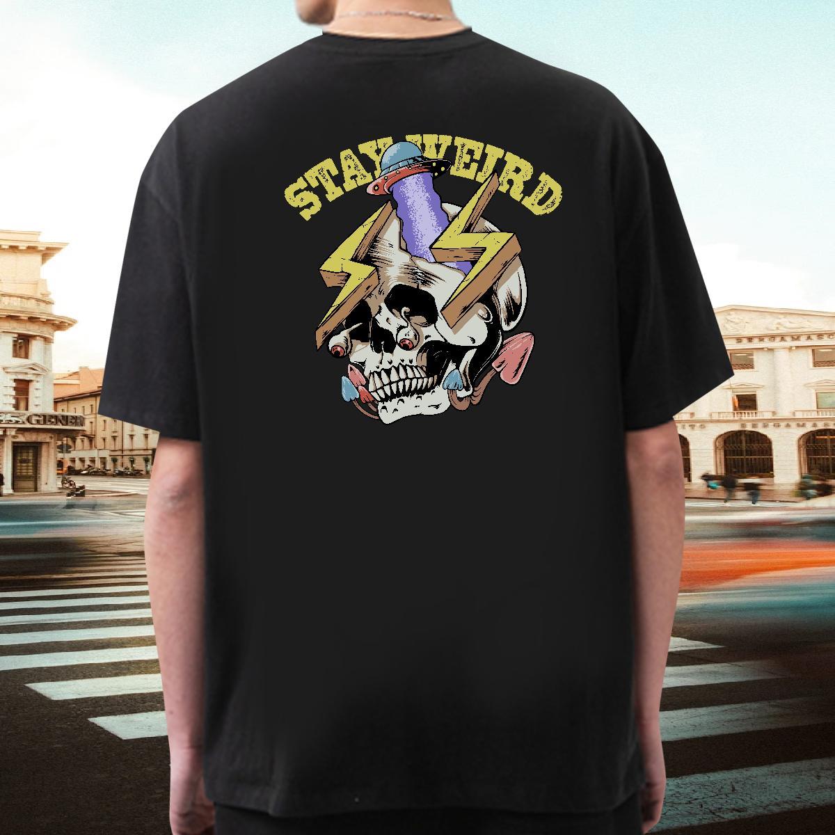 Wholesale T-Shirts for Men skull Tees 230g Cotton Beach Free Shipping Cartoon Printing L-4XL Breathable Short Sleeve Men Tshirts