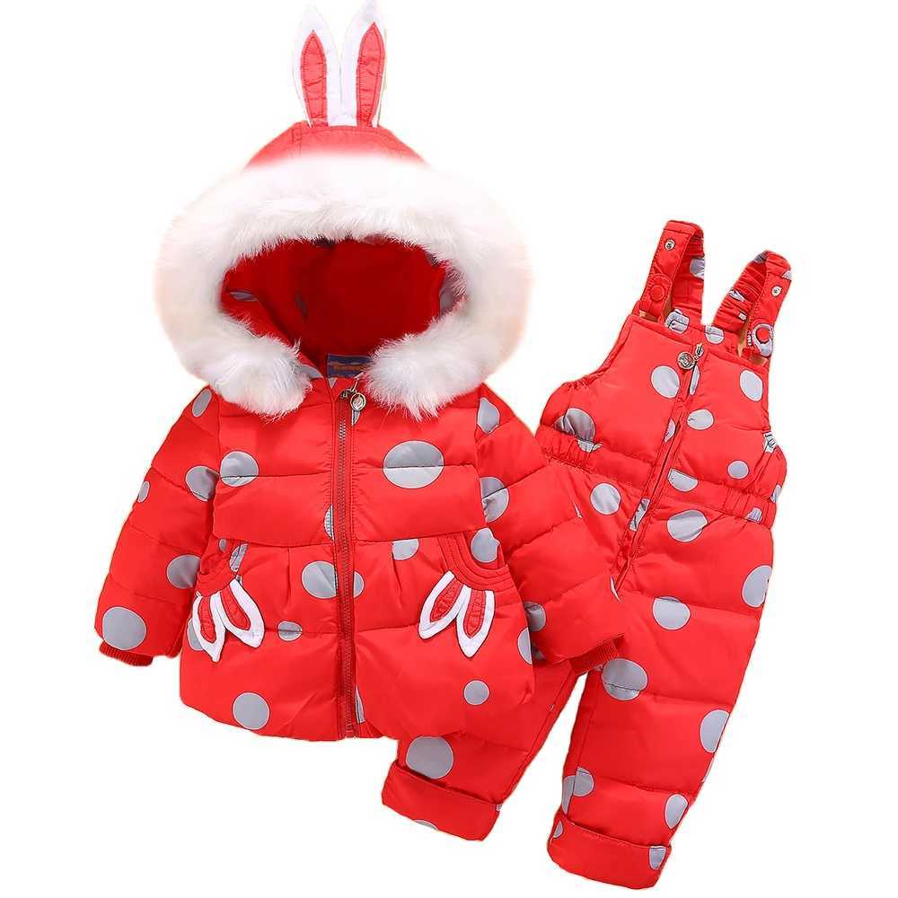OLEKID 2024 Baby Girl Winter Down Jacket Rabbit Jacket Coat Baby Clothing Set 1-4 Year Toddler Set X2411151