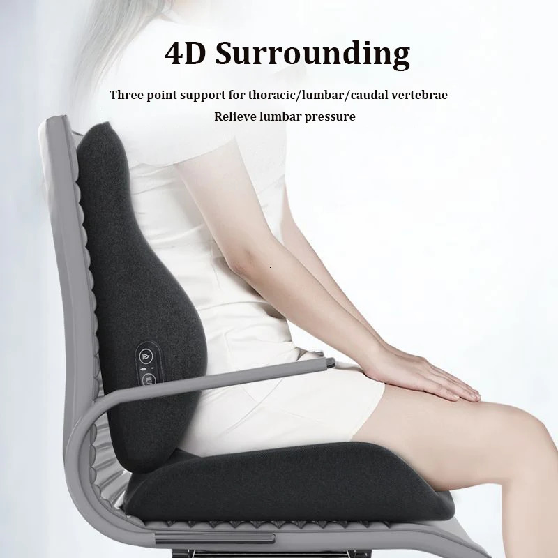 Memory Foam Electric Massage Waist Pad /Chair Cushion Set Compress Relieve Soreness for Car Office Home Orthopedic Pillow 240806