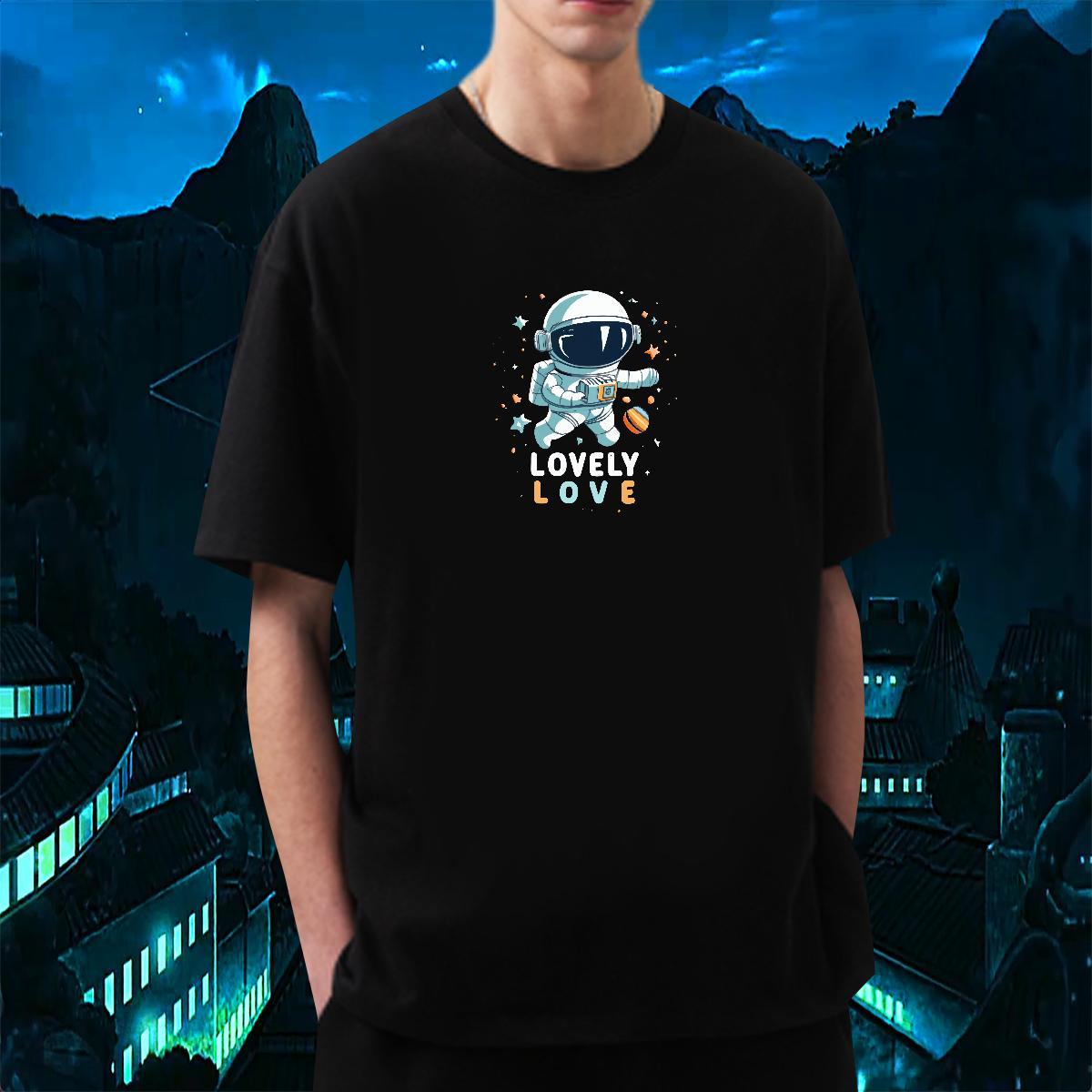 2024 Summer Mens T Shirts spaceman Tee Shirt 230g Pure Cotton Summer Casual Cool Graphic Breathable Crew Neck Couples T Shirts