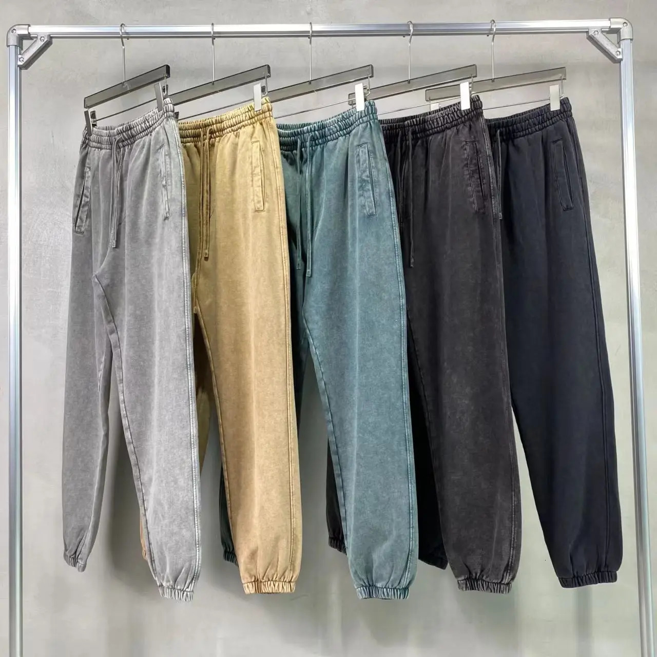 Autumn Winter Batik Retro Loose Sweatpants Man Vintage Full Length Drawstring Elastic Waist Washed Casual Streetwear Pants 240806