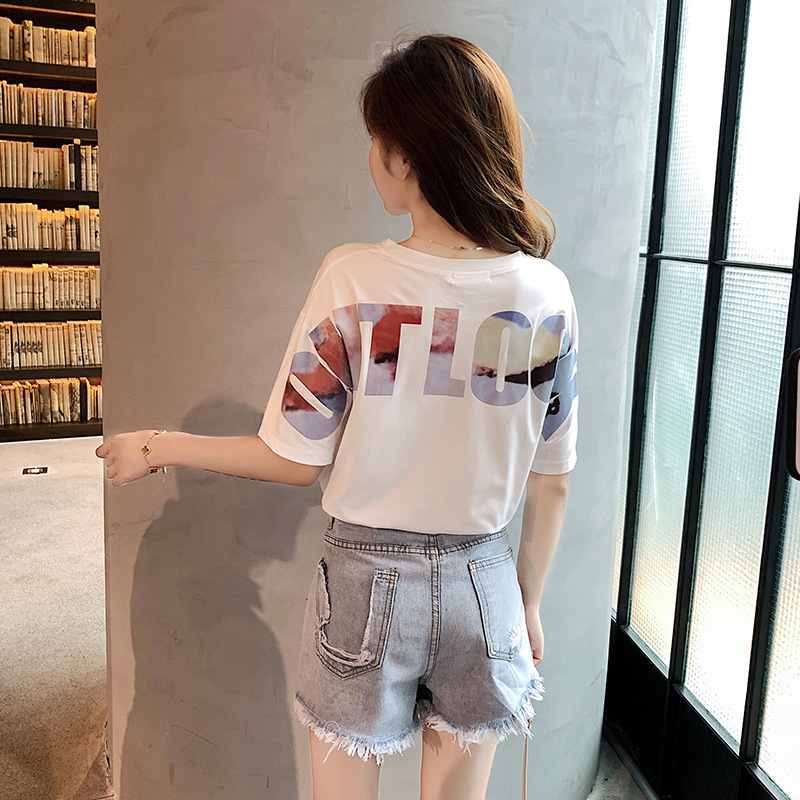 Summer new Korean version high waisted A-line bright diamond internet famous denim shorts with women's fringed edges, slimming and wide leg hot p