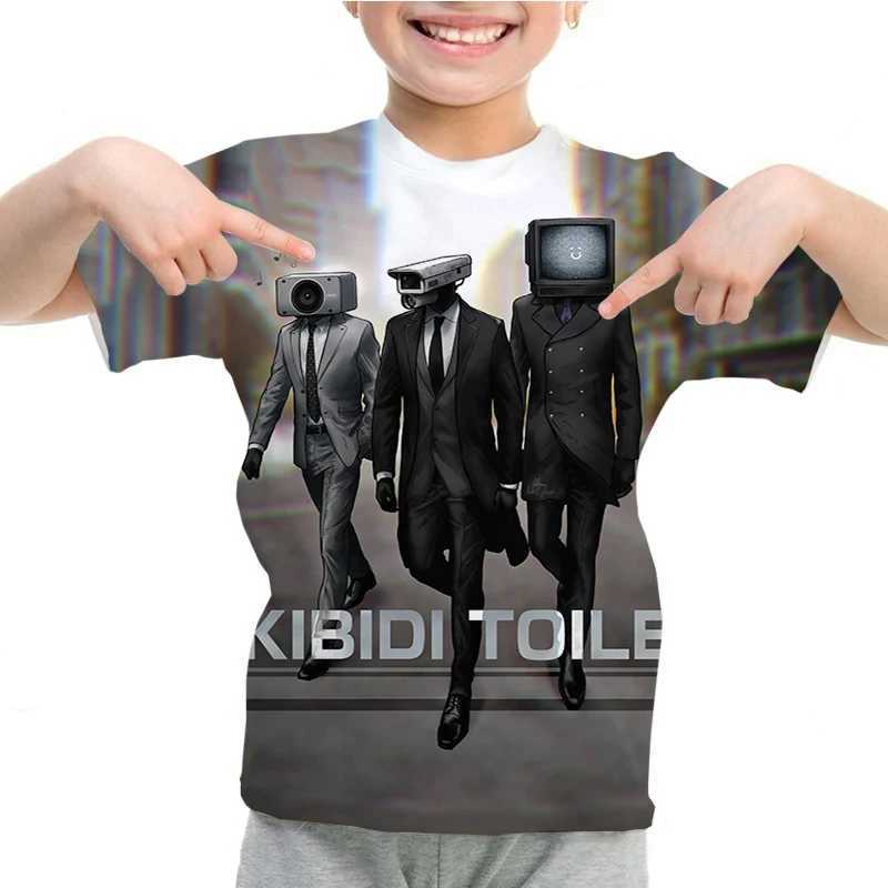 Skibidi Toilet Childrens T-shirt Fun Short Sleeve Baby Boy T-shirt Top Speaker Printed T-shirt Summer O-neck Childrens T-shirtW240718