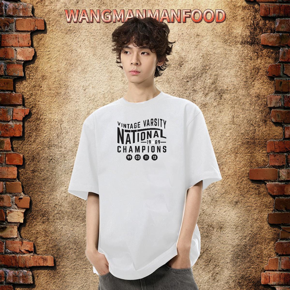 New T-Shirts for Men letter Tees Shirts 230g 100% Cotton High Street Hip Hop Comfortable Anime O-Neck Short Sleeve Men Tees
