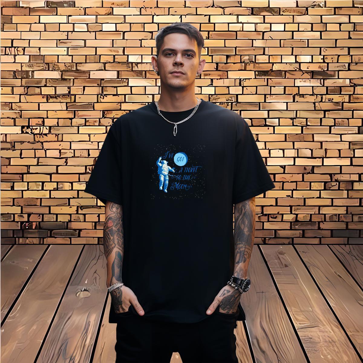 New Designer T shirt spaceman Tees Shirts 100% Cotton 230g Hip Hop Unisex Custom Print Oversized Round Neck Short Sleeve Tshirt for Man Woman
