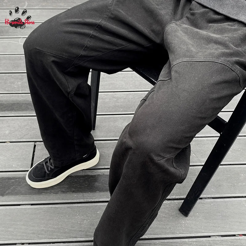 Casual Straight Pants Men Woman Heavy Duty Washed High Street Classic Allmatch Joggers Sweatpants Drawstring Splice Trousers 240806