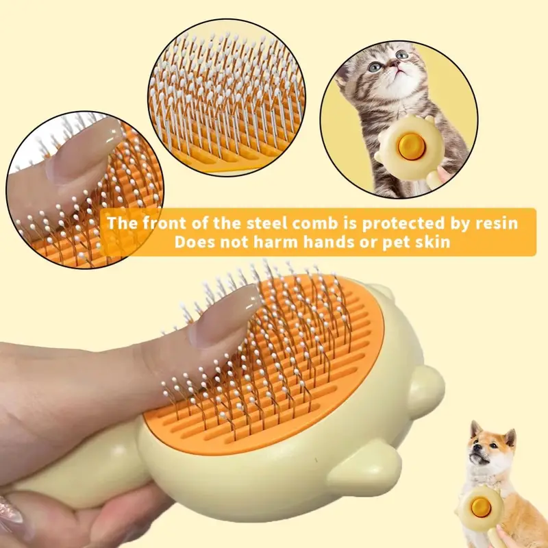 Cat and Dog Shedding Brush with Self-Cleaning Release Button - Grooming Tool - Pet Hair Remover Comb