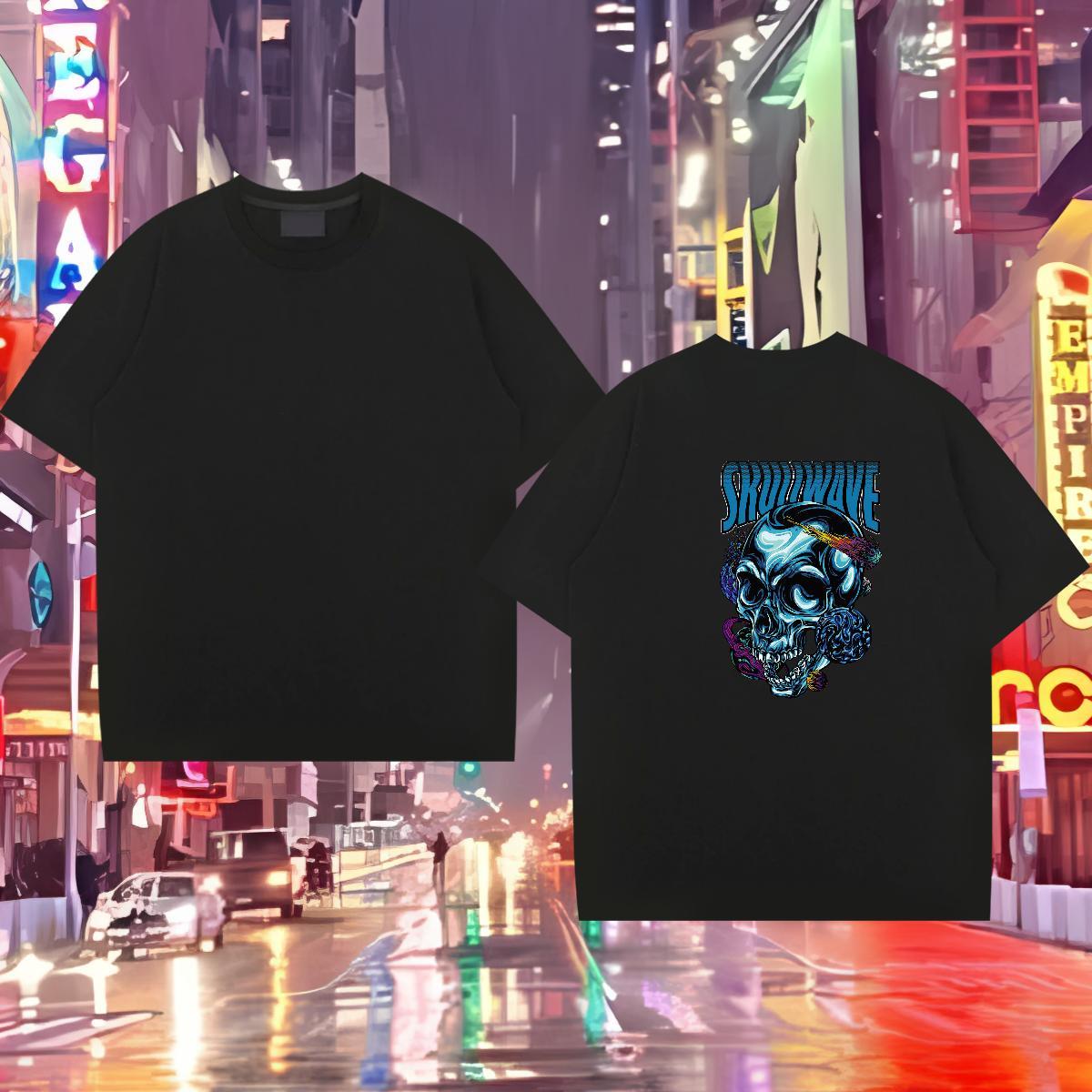 Wholesale T Shirt For Man skull Wear 230g Cotton Street wear Hip Hop Popular Black Oversized Short Sleeve O-Neck Tshirts