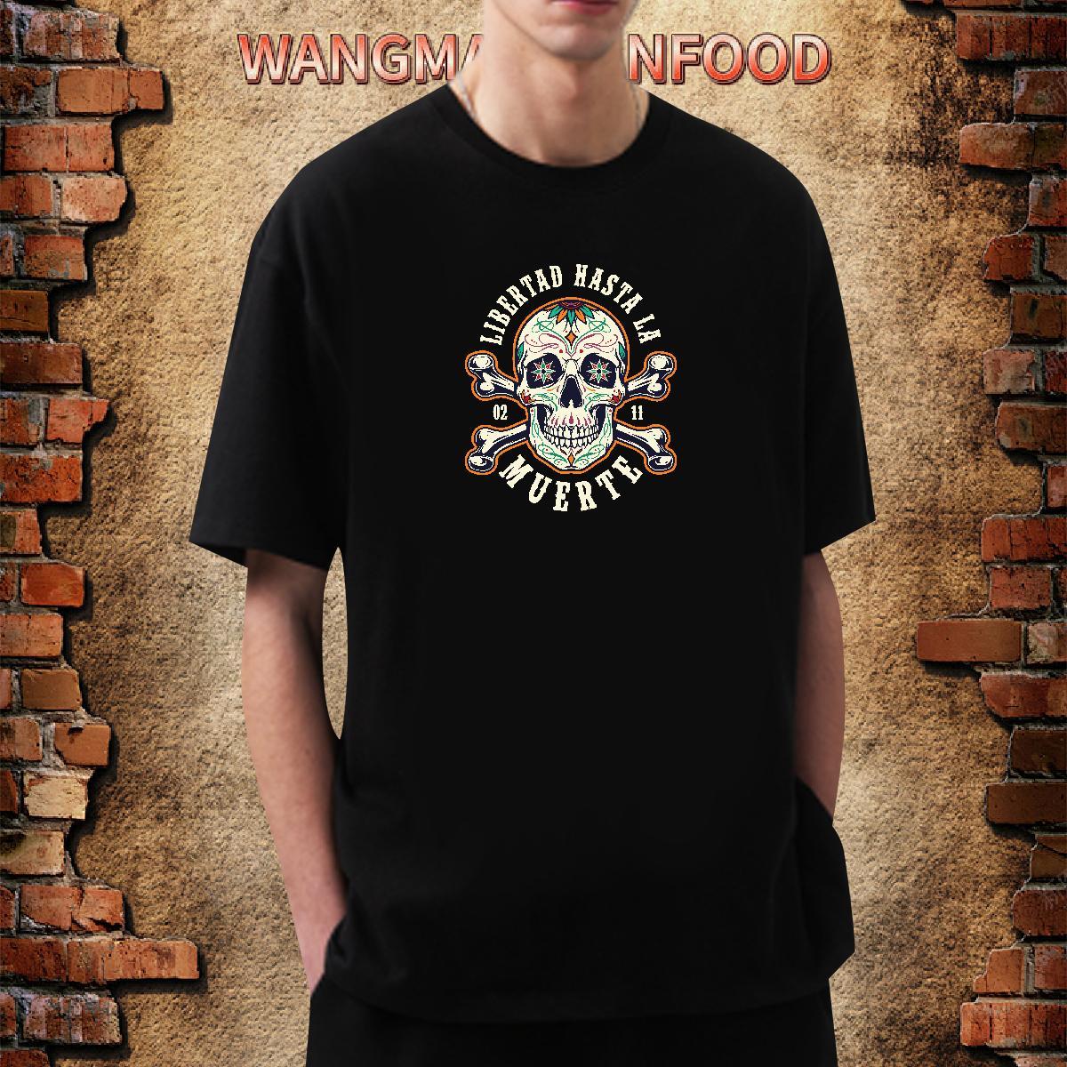 Factory Direct T-Shirts for Men skull Tees 230g Cotton Street Casual Cool DIY Breathable Short Sleeve Couples T Shirts