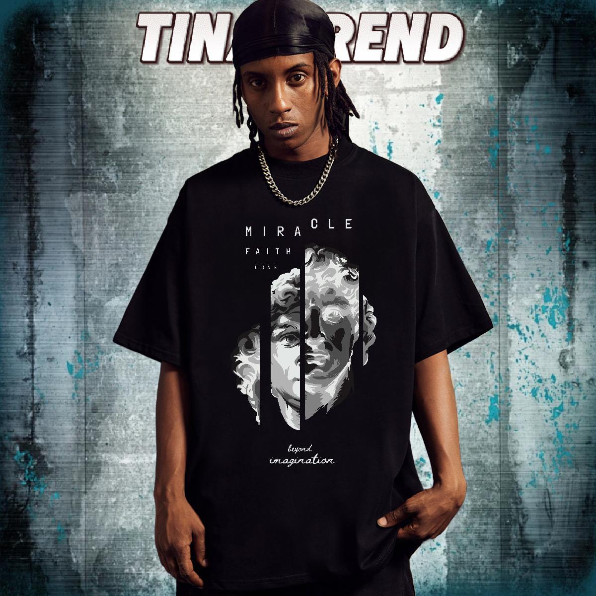 Classic Casual T-Shirts for Men portrait Clothes 230g Pure Cotton Street Casual Popular Skull Breathable Short Sleeve Tshirt for Man Woman