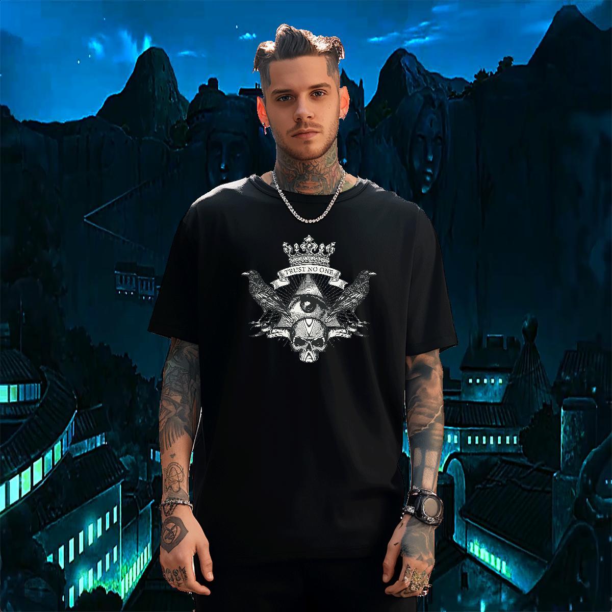 2024 Man T Shirts skull Wear 230g Pure Cotton Outdoor Unisex White Plus Size Crew Neck Mens Tshirts
