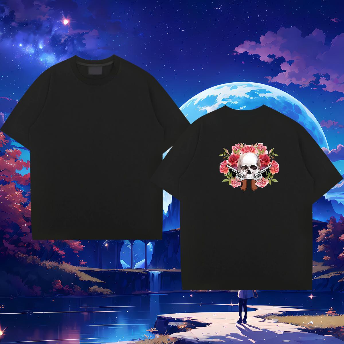 Customized T Shirt For Man gun Clothings 100% Cotton 230g Casual Cool Design Custom Printed Crew Neck Breathable Men Clothes T-Shirt