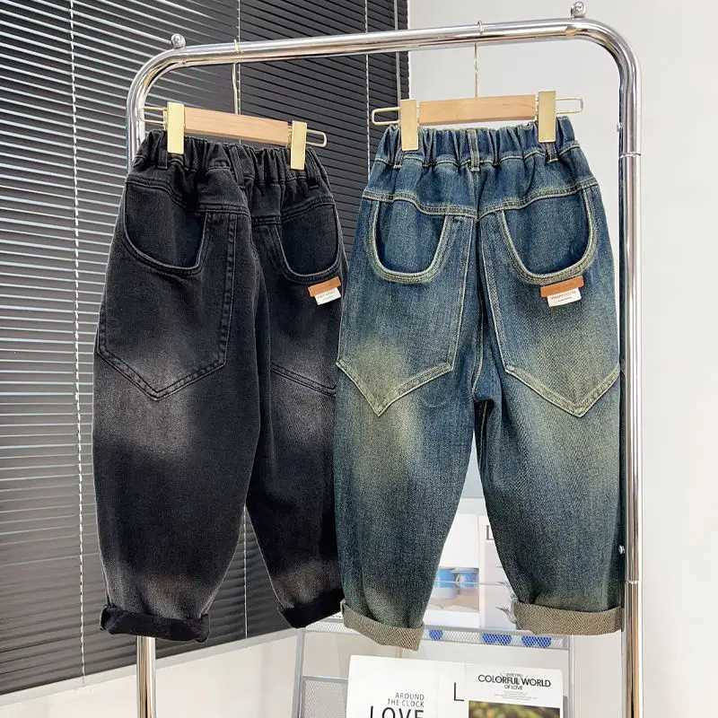 Jeans Boys Jean Pants Long Trousers Cotton 2024 Loose Spring Autumn Babys Kids Pants High Quality Childrens Clothing