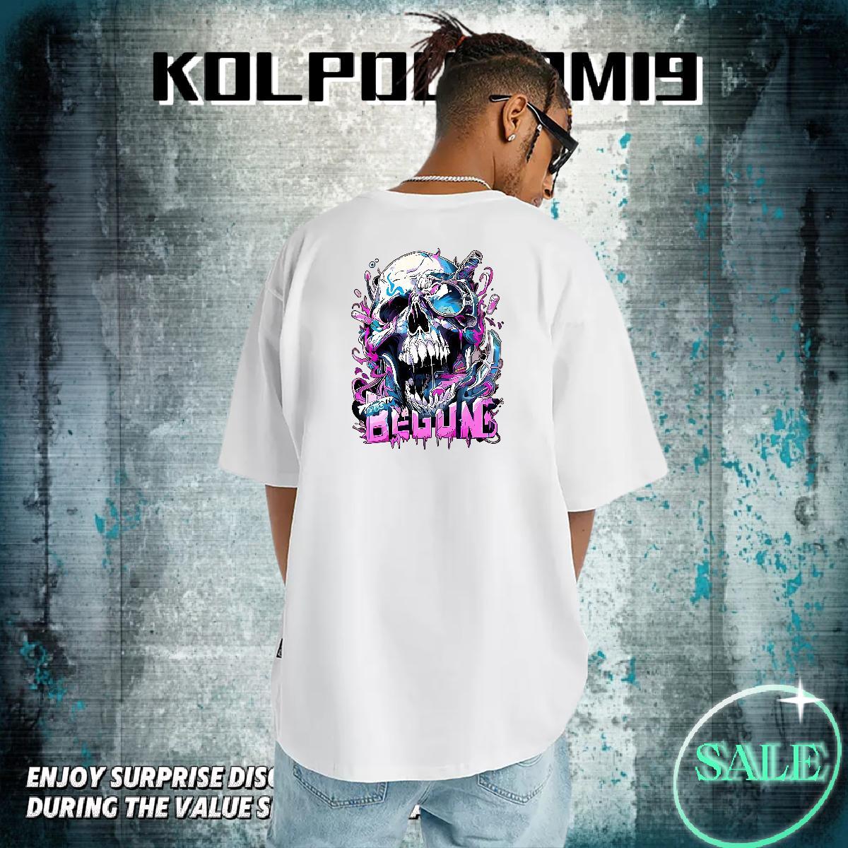 Stylist T Shirt For Man skull Tee Shirt 230g 100% Cotton Sport Unisex DIY Printed Short Sleeve O-Neck Tshirts