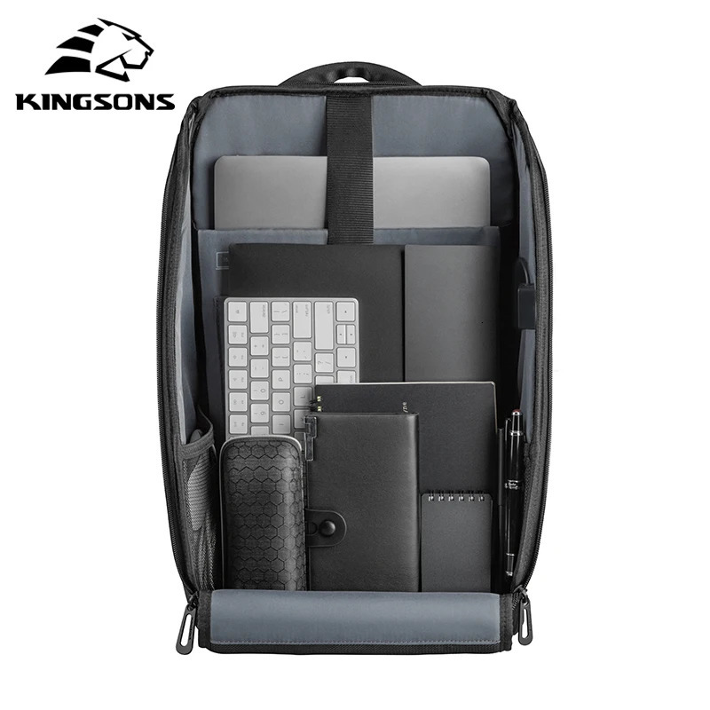 Kingsons Man Backpack Fit 15 inch laptop with upgraded USB charging mens multifunctional travel waterproof bag Mochila 240807