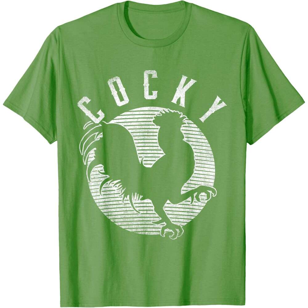 Mens T shirt Cocky Funny Chicken Farmers T-Shirt shirts tshirt graphic tee Casual tops summer clothes Short sleeve Free shipping