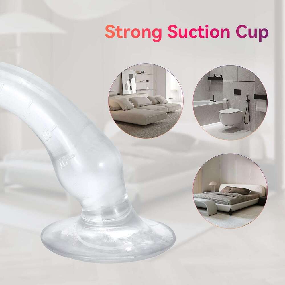 23.6 inch (approximately 59.9 cm) transparent extra long plug dildo, with strong suction cups suitable for novice men and women, flexible dildo for ad