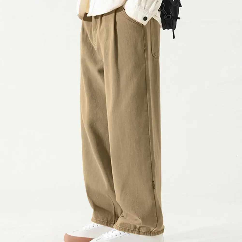 Mens Work Pants WideLeg Retro Style Breathable Versatile Long Loose Solid Color Allmatch Straight Trousers 240806