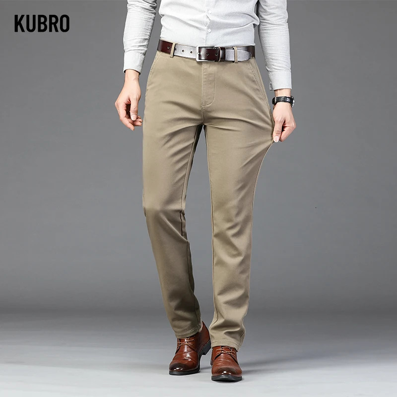 KUBRO Spring Autumn Fashion Straight Suit Pants Mens Cotton Business Stretch Office Formal Trousers Male Size 40 42 240806