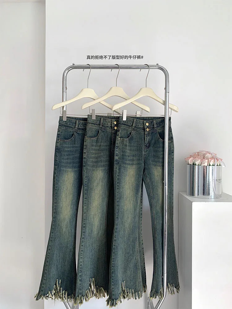Woman Jeans Denim Pants Trousers Cargo Pants Bell Bottoms Loose Slim Low Waist Tie-dyed Wash Streetwear Korean Fashion Y2k 240807