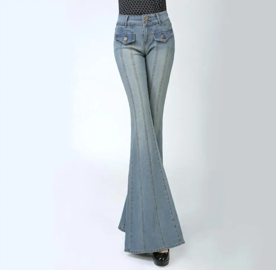 Fashion Womens Flare Jeans Pants Ladies Wide Leg Denim Trousers Slim Bell Bottom Jeans For Female r592 240807