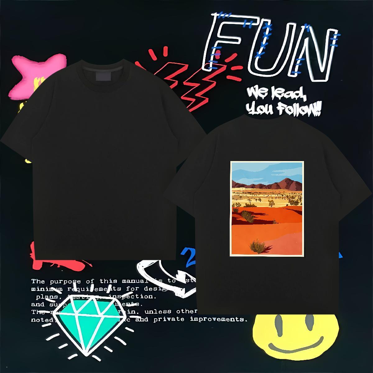 DIY T Shirt For Man desert Tees 230g Pure Cotton Street Casual Classic Cartoon Printing L-4XL O-Neck Short Sleeve Men Clothes T-Shirt