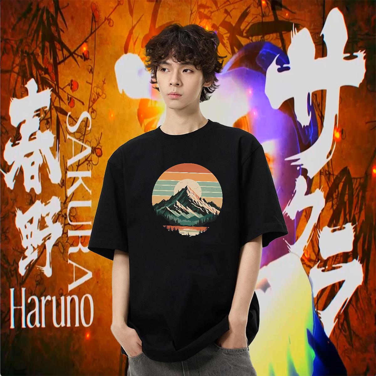 DIY Customized T-Shirts mountains Tees 230g Cotton Summer Casual TOP Quality Cartoon Printing L-4XL Short Sleeve Soft Tshirt for Man Woman