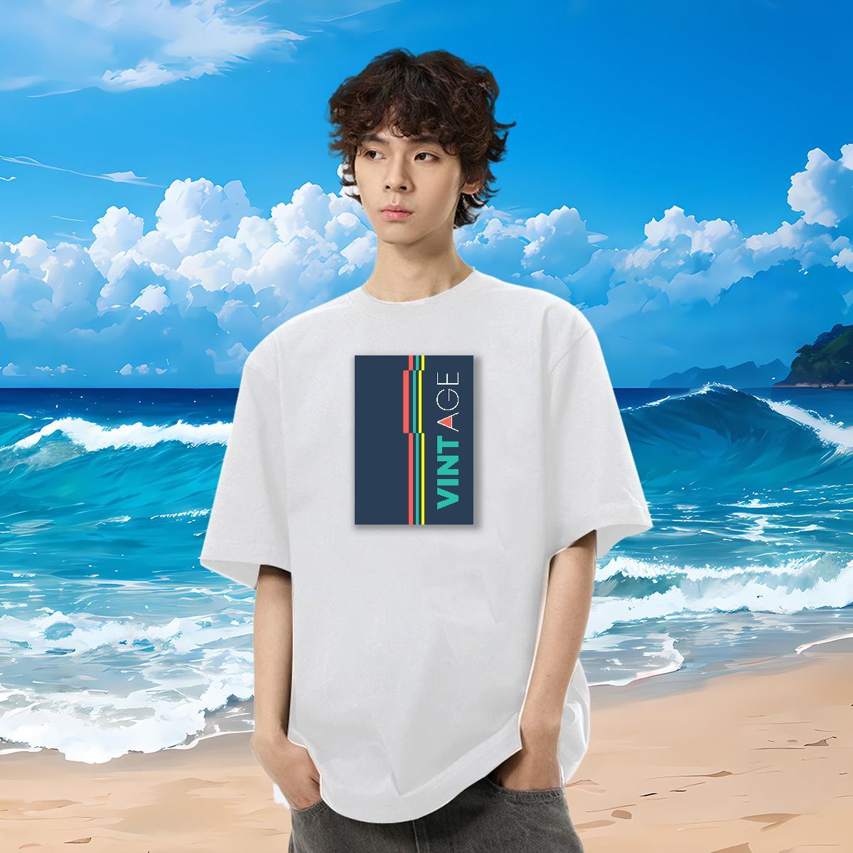 Fashion New T Shirt For Man letter Tee Shirt 230g 100% Cotton Street Soft Black White Short Sleeve Soft Tshirts