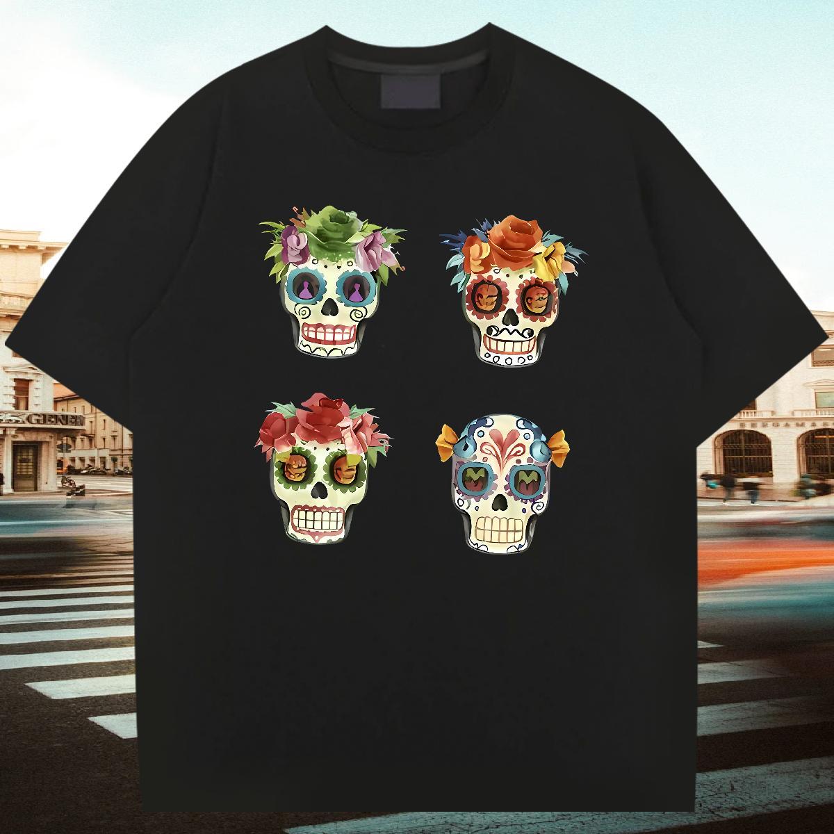 Free Shipping T Shirt For Man flower Polos 100% Cotton 230g Street wear Hip Hop Cool Design Custom Printing Short Sleeve O-Neck Men Clothes T-Shirt