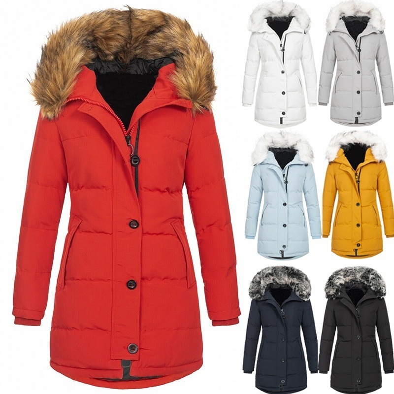 2022 Winter Women's Hooded Sleeve Warm Zipper Cotton Clothes Overcoming the Long Coat Style H87#128